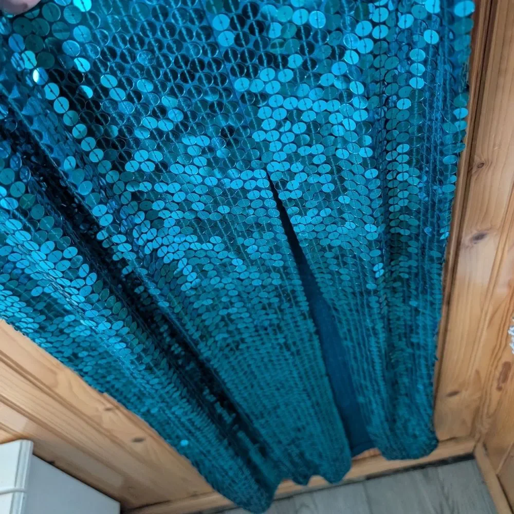 Vintage‎ Adrianna Papell Column Formal Sequin Blue Maxi Dress Gown Size 10 - Picture 8 of 10